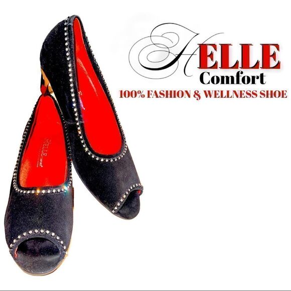 Helle Heels comfort shoes black size 6.5 US Size 37 Suede KAIRA - Picture 1 of 8